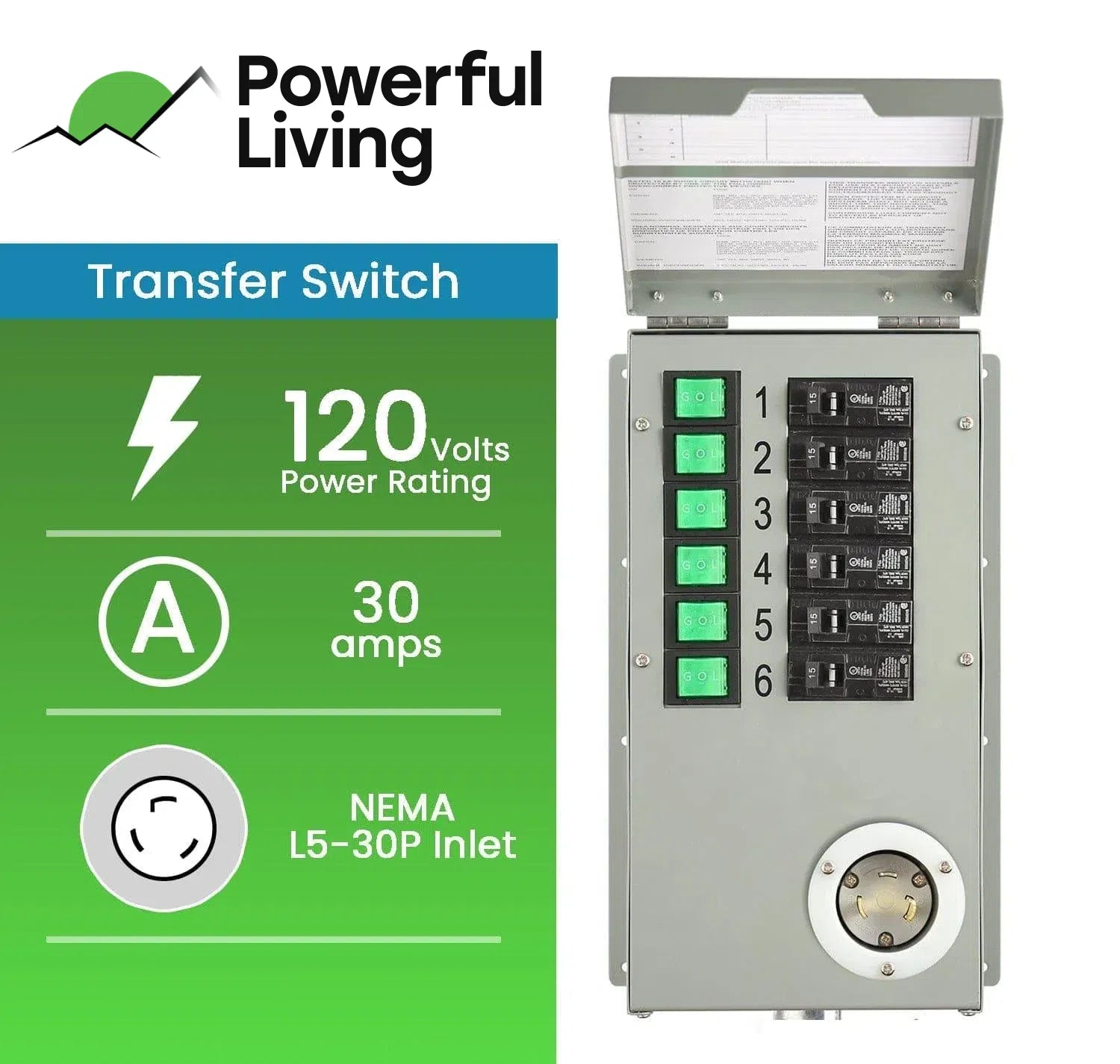 Perfect Power Flex 120V 6-Circuit Non-Automatic Transfer Switch image 1