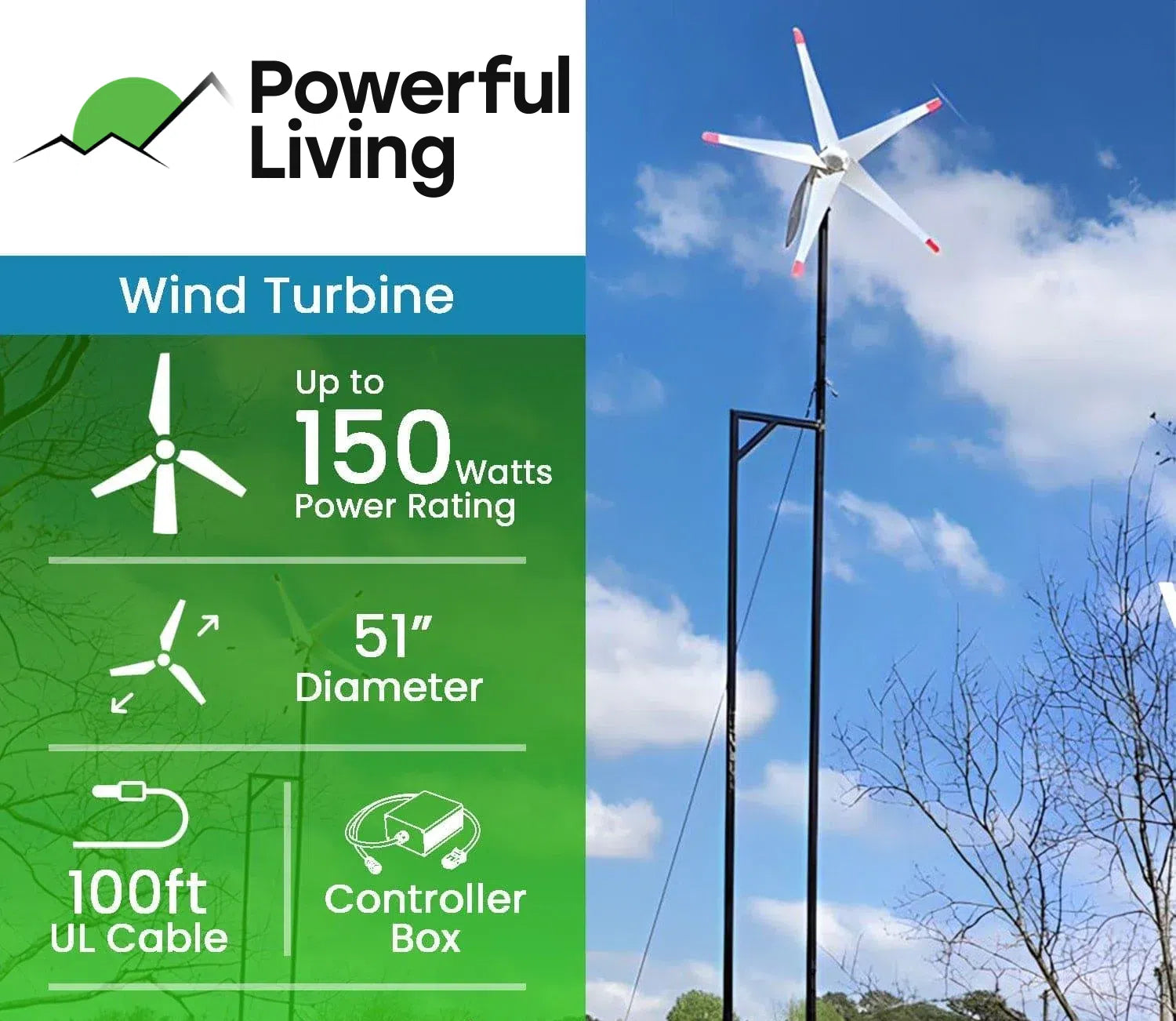 Perfect Power Flex 3600 150W Wind Turbine image 1